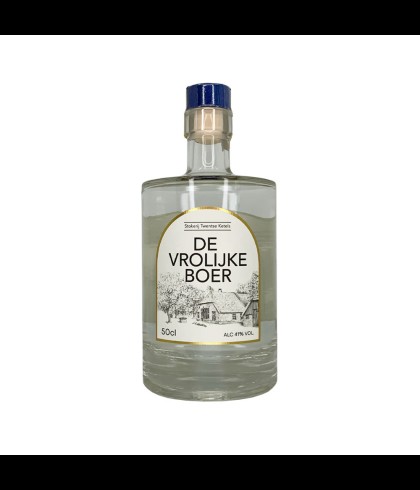 Fles Twentse Ketels De Vrolijke Boer, jenever, bij slijterij t Bockje in Bathmen