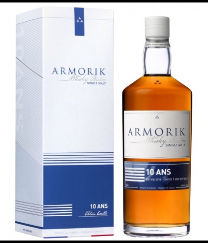 Fles Armorik 10 Years Old, single malt whisky, op voorraad bij slijterij t Bockje in Bathmen