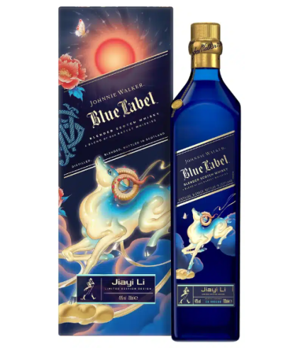 Fles Johnnie Walker Blue Label Jiayi Li Year of the Goat, whisky, bij slijterij t Bockje in Bathmen