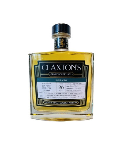 Fles Claxton's Warehouse No.1 Ben Nevis 26 YO Highlands, single malt whisky, op voorraad bij slijterij t Bockje in Bathmen