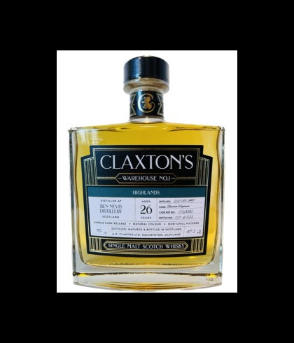 Fles Claxton's Warehouse No.1 Ben Nevis 26 YO Highlands, single malt whisky, op voorraad bij slijterij t Bockje in Bathmen