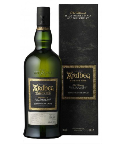 Fles ARDBEG Twenty One 21 Years Old, single malt whisky, op voorraad bij slijterij t Bockje in Bathmen