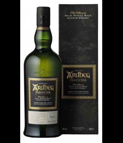 Fles ARDBEG Twenty One 21 Years Old, single malt whisky, op voorraad bij slijterij t Bockje in Bathmen