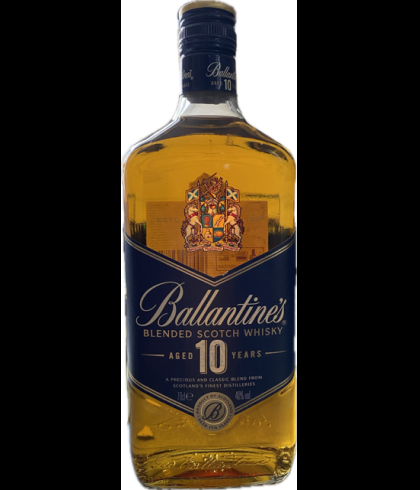 Fles Whisky Ballantines 10 Years Old, whisky, op voorraad bij slijterij t Bockje in Bathmen