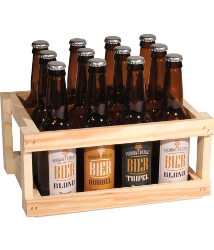 Geschenk Bierkratje Laag Model 12 Fles Leeg, bij slijterij ’t Bockje in Bathmen