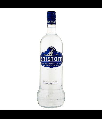 Fles Eristoff Vodka van een liter, wodka, op voorraad bij slijterij t Bockje in Bathmen