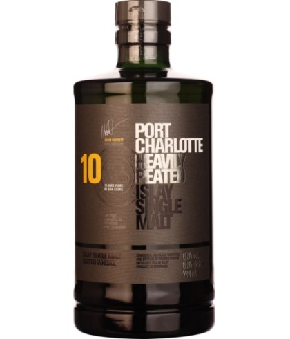 Fles Bruichladdich Port Charlotte 10 Years Old Heavily Peated New, whisky, op voorraad bij slijterij t Bockje in Bathmen