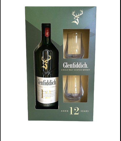 Geschenk Glenfiddich 12YO giftpack, bij slijterij ’t Bockje in Bathmen