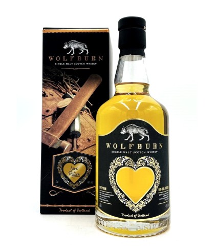 Fles Wolfburn Valentines Edition 2022, Schotse single malt whisky uit Thurso, op voorraad bij slijterij t Bockje in Bathmen