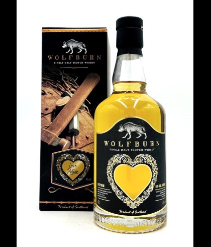 Fles Wolfburn Valentines Edition 2022, Schotse single malt whisky uit Thurso, op voorraad bij slijterij t Bockje in Bathmen