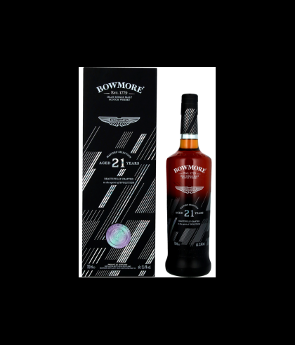 Fles Bowmore 21 Years Aston Martin Final Release, single malt whisky, op voorraad bij slijterij t Bockje in Bathmen