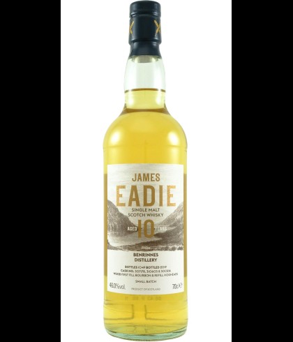 Fles James Eadie Benrinnes 10 Years Old, single malt whisky, op voorraad bij slijterij t Bockje in Bathmen