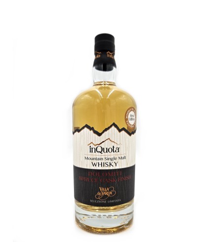 Fles inQuota Mountain Single Malt Whisky Dolomiti Spruce Finish, whisky, op voorraad bij slijterij ’t Bockje in Bathmen