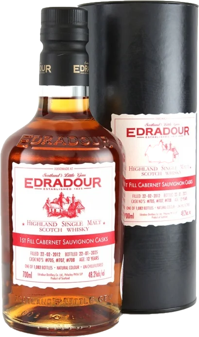 Fles Edradour 2012 Cabernet Sauvignon Cask, single malt whisky, op voorraad bij slijterij t Bockje in Bathmen