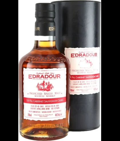 Fles Edradour 2012 Cabernet Sauvignon Cask, single malt whisky, op voorraad bij slijterij t Bockje in Bathmen