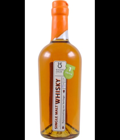 Fles Wagging Finger 5 Years Old Single Malt 1e Editie, whisky, op voorraad bij slijterij t Bockje in Bathmen
