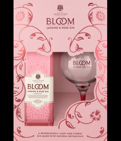 Fles Bloom Jasmine & Rose GVP + Copa de Balonglas, gin van Bloom, bij slijterij t Bockje in Bathmen