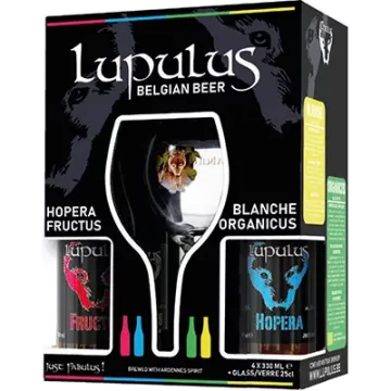 Lupulus Giftpack 4 flessen + glas