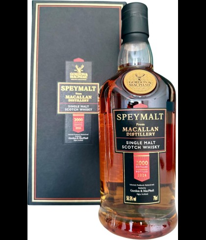 Fles Speymalt Macallan 2002, single malt whisky, op voorraad bij slijterij t Bockje in Bathmen
