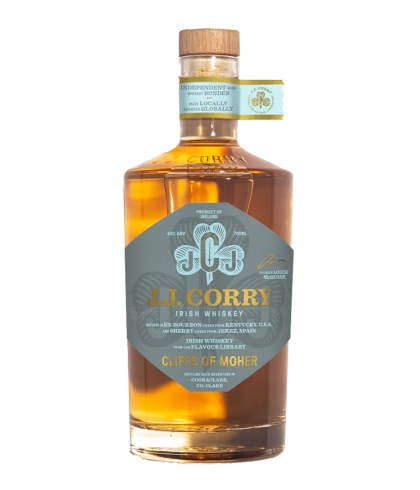 Fles J.J. Corry Cliffs of Moher, whisky, op voorraad bij slijterij t Bockje in Bathmen