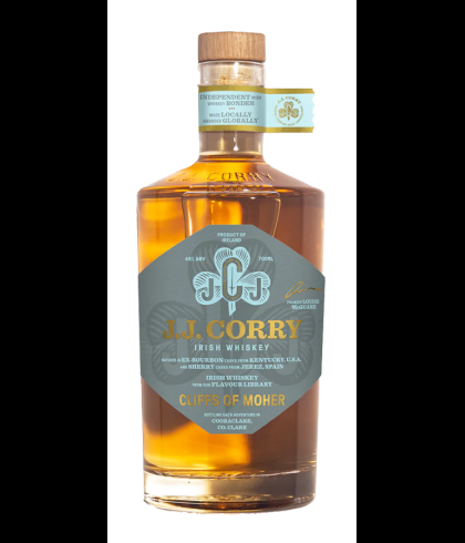 Fles J.J. Corry Cliffs of Moher, whisky, op voorraad bij slijterij t Bockje in Bathmen