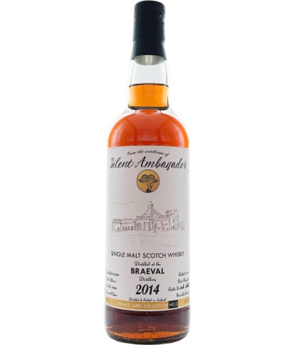 Fles Silent Ambassador Braeval 6 Years Old, single malt whisky, op voorraad bij slijterij t Bockje in Bathmen