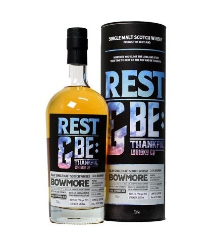 Fles RBTW Bowmore 1990, single malt whisky, op voorraad bij slijterij t Bockje in Bathmen