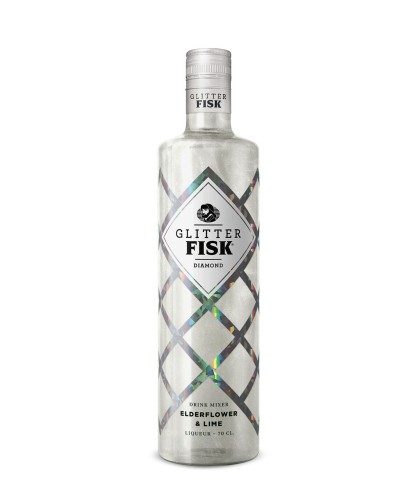 Likeur Fisk Glitter Diamond Elderflower & Lime van Fisk, bij slijterij ’t Bockje in Bathmen