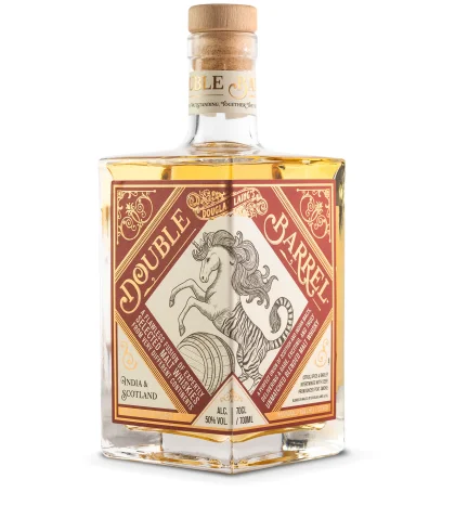 Fles Double Barrel India / Scotland, single malt whisky, op voorraad bij slijterij t Bockje in Bathmen