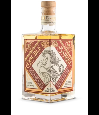 Fles Double Barrel India / Scotland, single malt whisky, op voorraad bij slijterij t Bockje in Bathmen