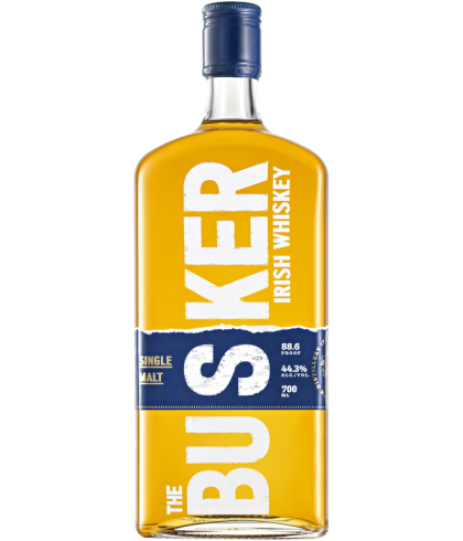 Fles The Busker Single Malt, Ierse whiskey van Royal Oak in County Carlow, op voorraad bij slijterij t Bockje in Bathmen