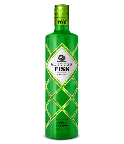 Likeur Fisk Glitter Emerald Apple & Lemon van Fisk, bij slijterij ’t Bockje in Bathmen
