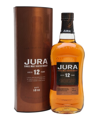 Fles single malt van Jura, op voorraad bij slijterij t Bockje in Bathmen