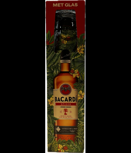 Bacardi Spiced Rum + origineel Bacardi Glas On Pack