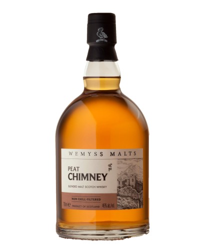 Fles Wemyss Peat Chimney, Schotse whisky gebotteld door Wemyss Malts, op voorraad bij slijterij t Bockje in Bathmen