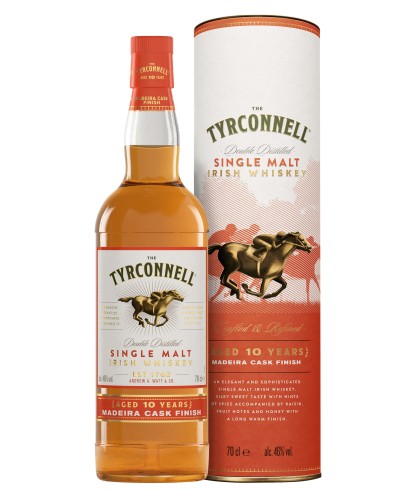 Fles Tyrconnell Kilbeggan 10 Years Old Irish Single Malt Whiskey Madeira Cask, whisky, op voorraad bij slijterij t Bockje in Bathmen