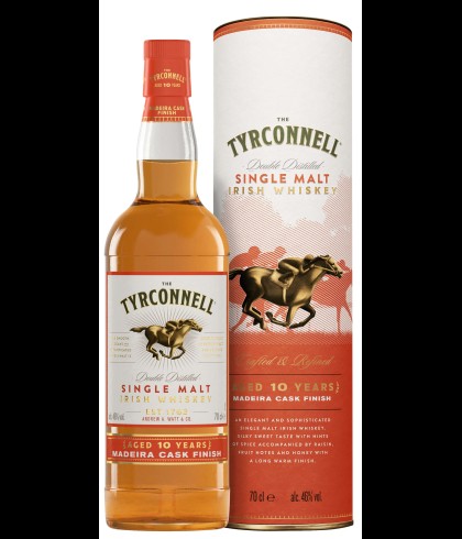 Fles Tyrconnell 10 Years Old Madeira Cask, Ierse single malt whiskey, op voorraad bij slijterij t Bockje in Bathmen