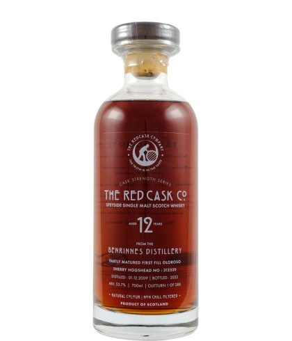 Fles The Red Cask Benrinnes 2009, single malt whisky, op voorraad bij slijterij t Bockje in Bathmen
