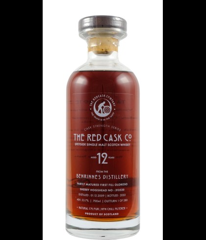 Fles The Red Cask Benrinnes 2009, single malt whisky, op voorraad bij slijterij t Bockje in Bathmen
