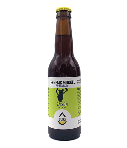 Fles Durs Ernems Mokkel Saison, bier van Durs, bij slijterij t Bockje in Bathmen