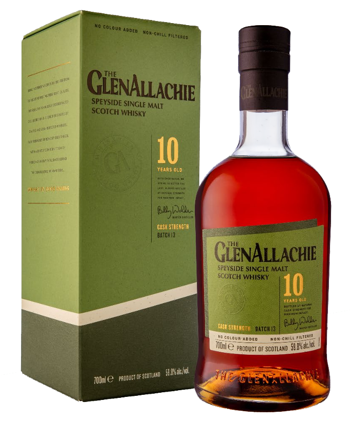 Fles GlenAllachie 10 Years Old Cask Strength Batch 13, single malt whisky, op voorraad bij slijterij t Bockje in Bathmen