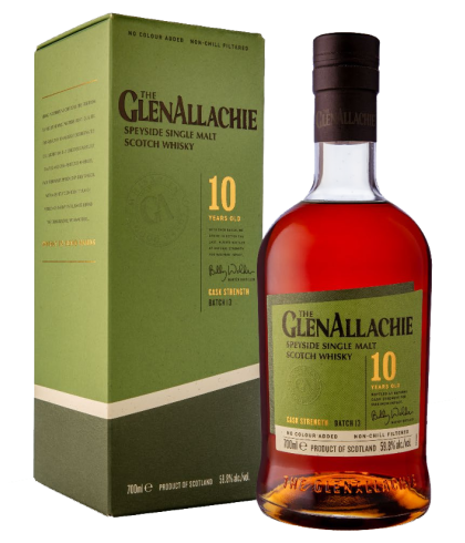 Fles GlenAllachie 10 Years Old Cask Strength Batch 13, single malt whisky, op voorraad bij slijterij t Bockje in Bathmen