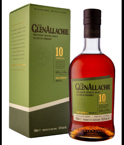 Fles GlenAllachie 10 Years Old Cask Strength Batch 13, single malt whisky, op voorraad bij slijterij t Bockje in Bathmen