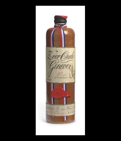 A. v. Wees De Ooievaar Zeer Oude Genever 10 jaar, jenever bij slijterij t Bockje in Bathmen