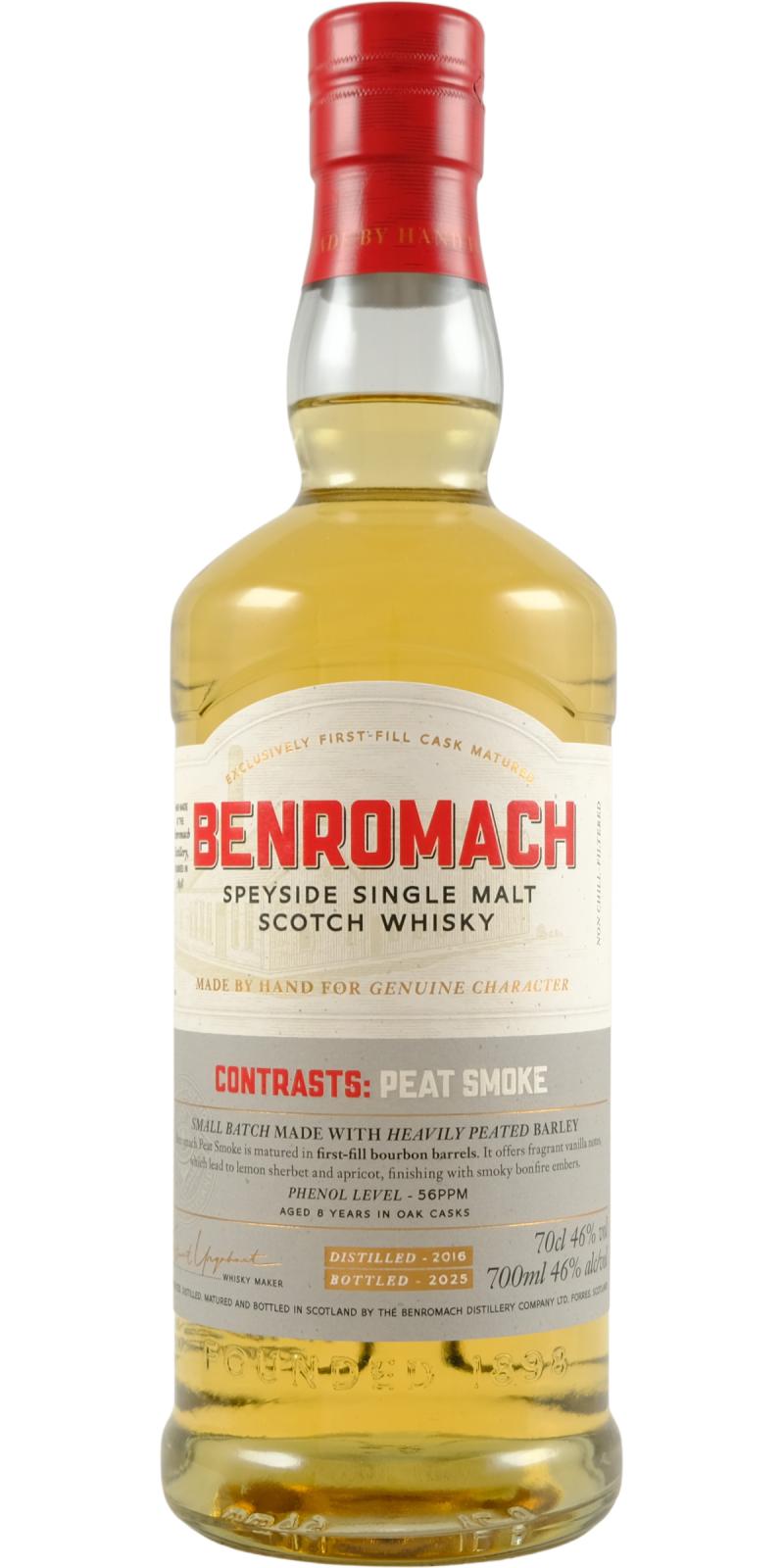 Fles Benromach Contrasts: Peat Smoke 2016, single malt whisky, op voorraad bij slijterij t Bockje in Bathmen
