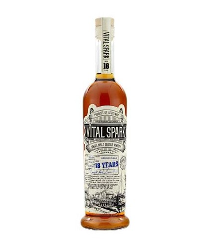 Fles The Maltman Vital Spark 18 Years Old Batch 0009, enkel vat gebotteld door The Maltman uit Glasgow, op voorraad bij slijterij t Bockje in Bathmen