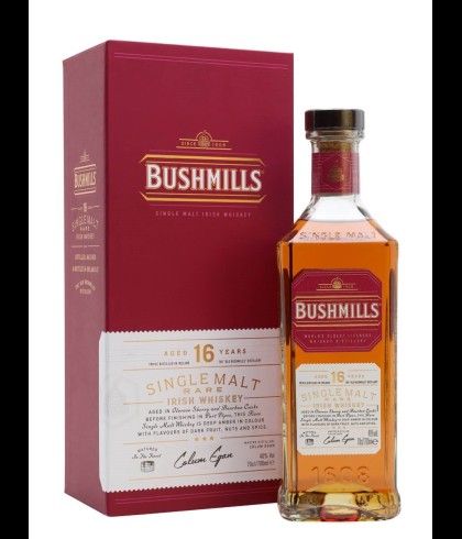 Fles Bushmills 16 Years Old Single Malt, single malt whisky, op voorraad bij slijterij t Bockje in Bathmen