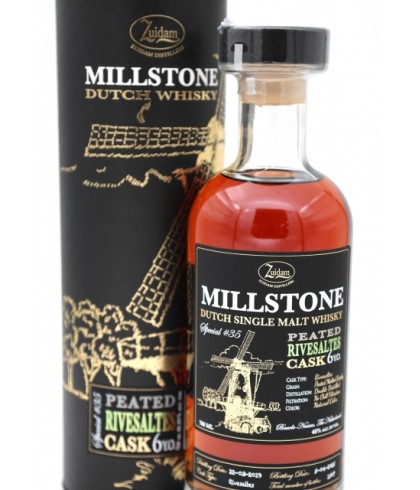 Fles Millstone Special No. 35 Peated Rivesaltes Cask 6 Years Old, Nederlandse whisky van Zuidam Distillers, op voorraad bij slijterij t Bockje in Bathmen