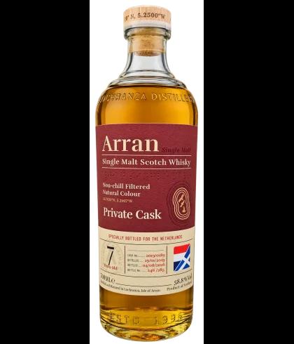 Fles Arran Private Cask 7Y Specially for the Netherlands #2019/0189, whisky, bij slijterij t Bockje in Bathmen