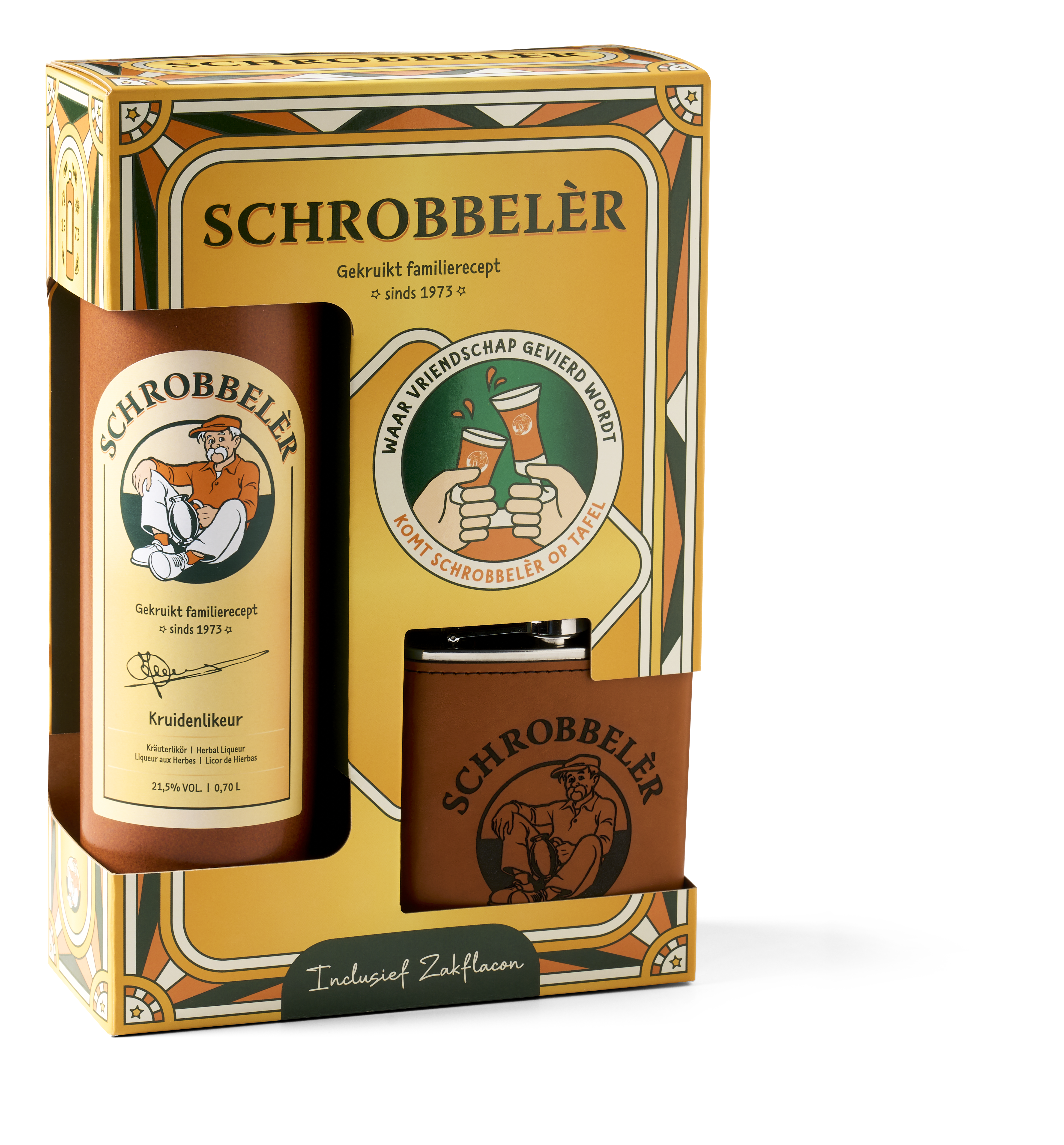 Likeur Schrobbelèr Geschenkverpakking van Schrobbelèr, bij slijterij ’t Bockje in Bathmen